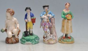 FOUR 19TH CENTURY AND 20TH CENTURY CERAMIC PORCELAIN CABINET FIGURINES