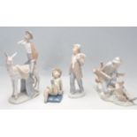 FOUR SPANISH CERAMIC FIGURINES BY LLADRO AND NAO