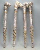 COLLECTION OF FOUR VINTAGE 20TH CENTURY TRIBAL STAFFS