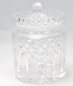 LISMORE PATTERN WATERFORD CRYSTAL BISCUIT BARREL