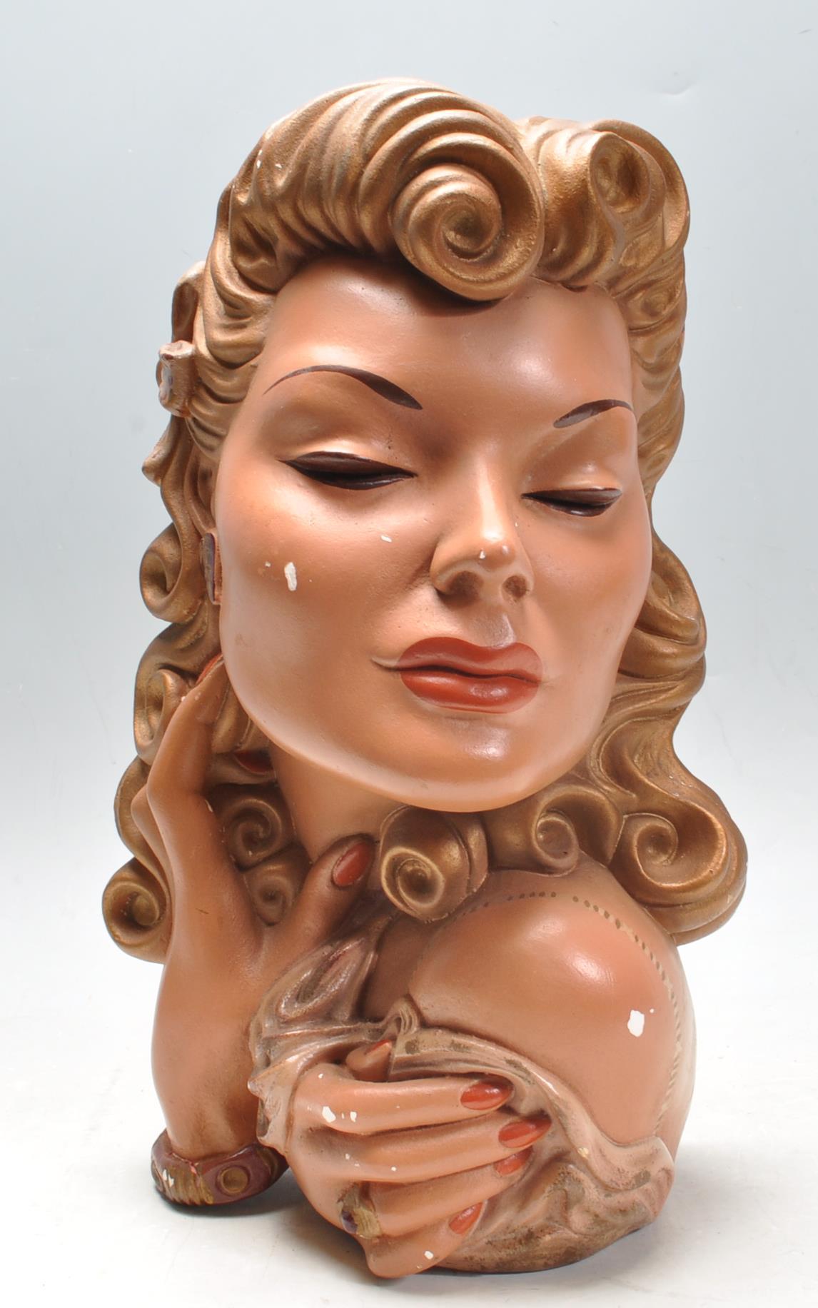 ART DECO STYLE PLATER BUST OF A 1950’S LADY