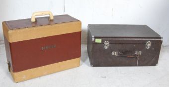 TWO VINTAGE RETRO 20TH CENTURY SINGER SEWING MACHINES