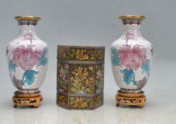 PAIR OF VINTAGE 20TH CENTURY JAPANESE CLOISONNE VASES