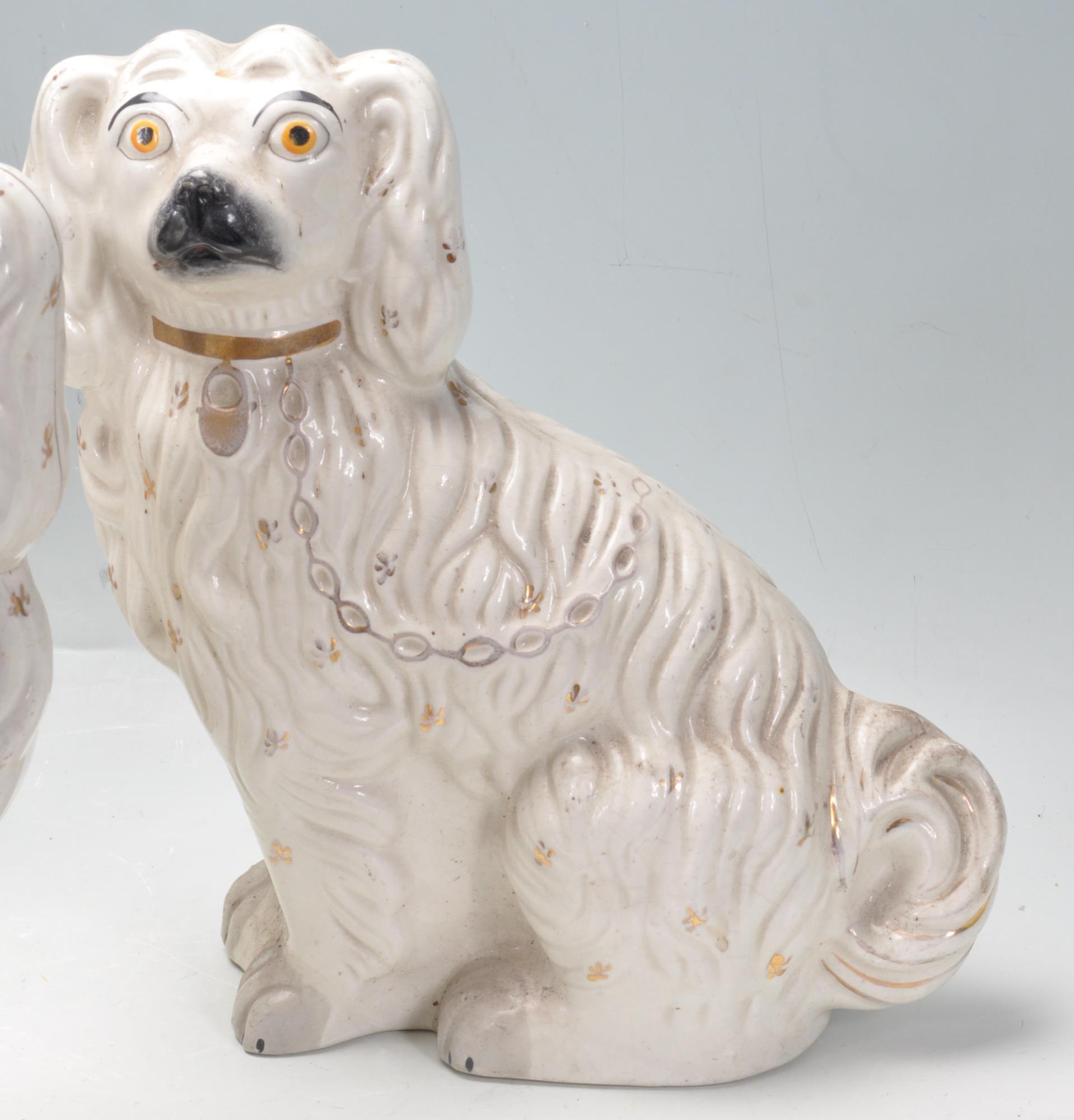 THREE 19TH CENTURY VICTORIAN STAFFORDSHIRE SPANIEL DOGS - Image 3 of 8