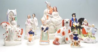 TEN 19TH CENTURY VICTORIAN FLATBACK STAFFORDSHIRE FIGURINES