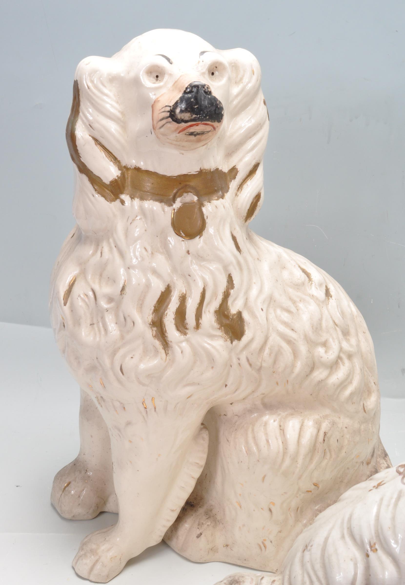 THREE 19TH CENTURY VICTORIAN STAFFORDSHIRE SPANIEL DOGS - Image 5 of 8