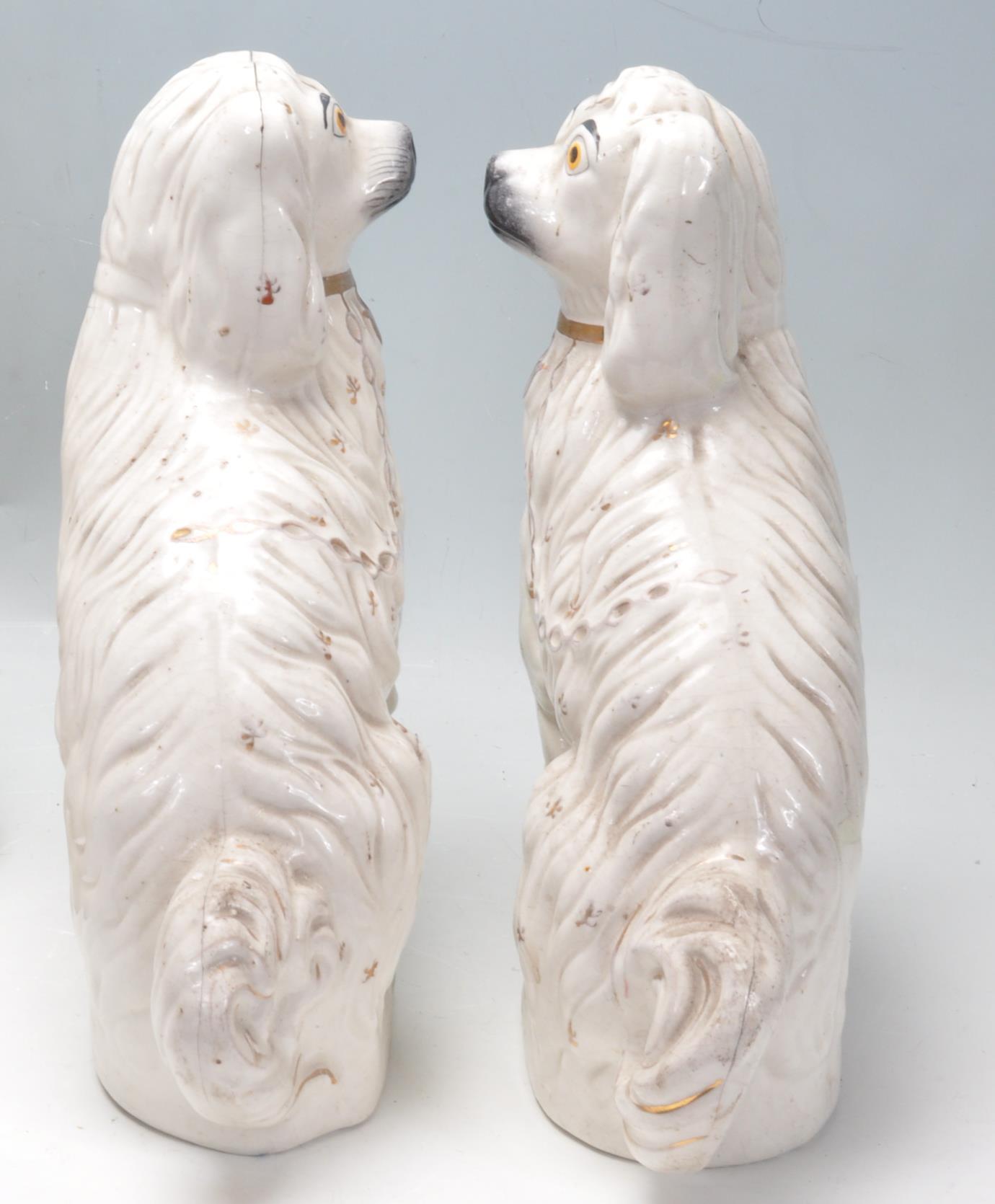 THREE 19TH CENTURY VICTORIAN STAFFORDSHIRE SPANIEL DOGS - Image 6 of 8