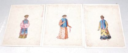 THREE 19TH CENTURY ANTIQUE CHINESE ORIENTAL FINE PAINTINGS