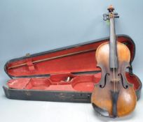 19TH CENTURY MAPLE AND SRUCE VIOLIN WITH HANDWRITTEN LABEL TO THE INSIDE.