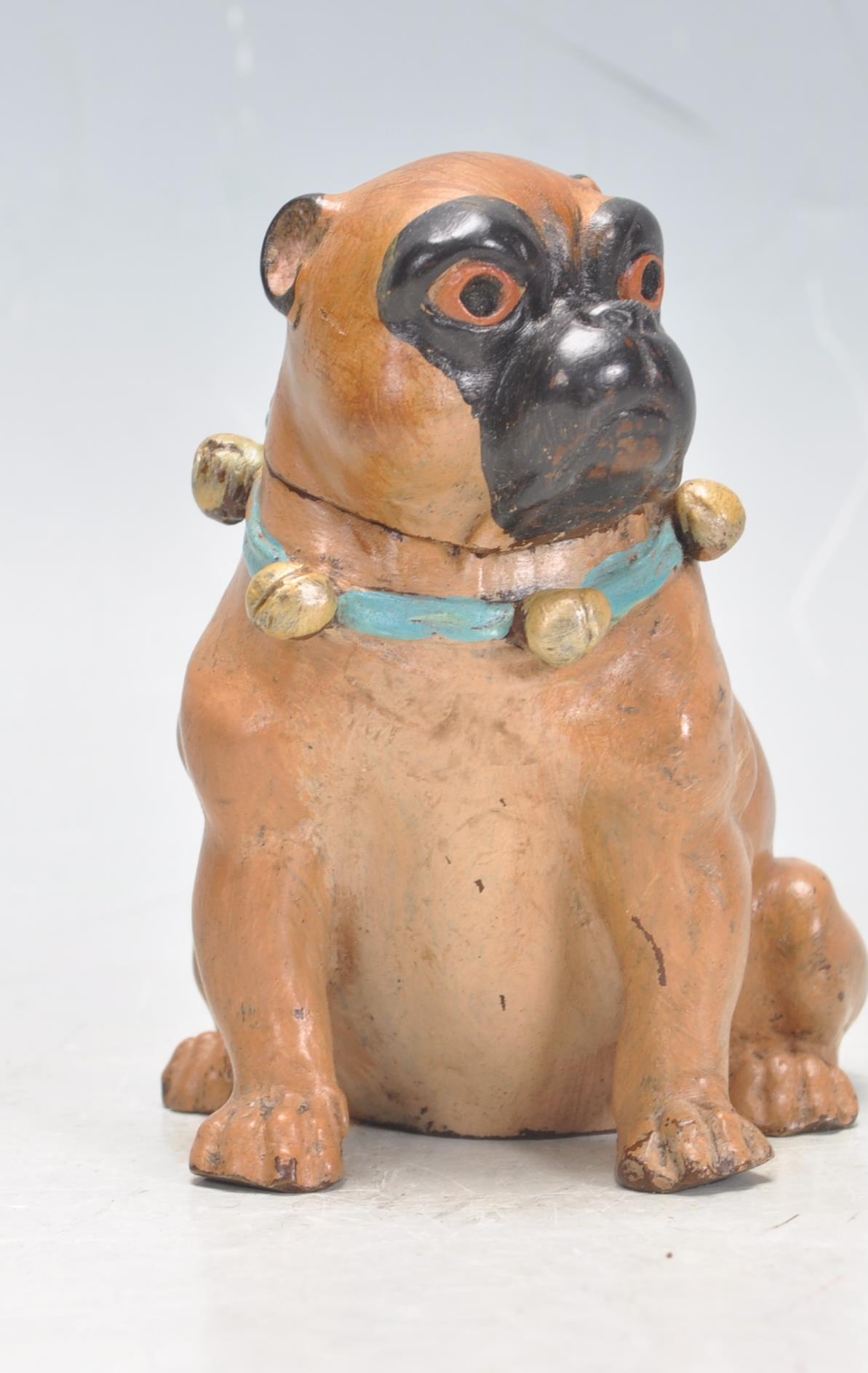 ANTIQUE AUSTRIAN STYLE INKWELL IN THE FORM OF A PUG DOG. - Image 2 of 7