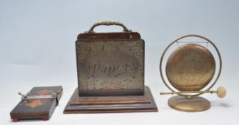 COLLECTION OF EARLY 20TH CENTURY WOOD AND BRASS ITEMS