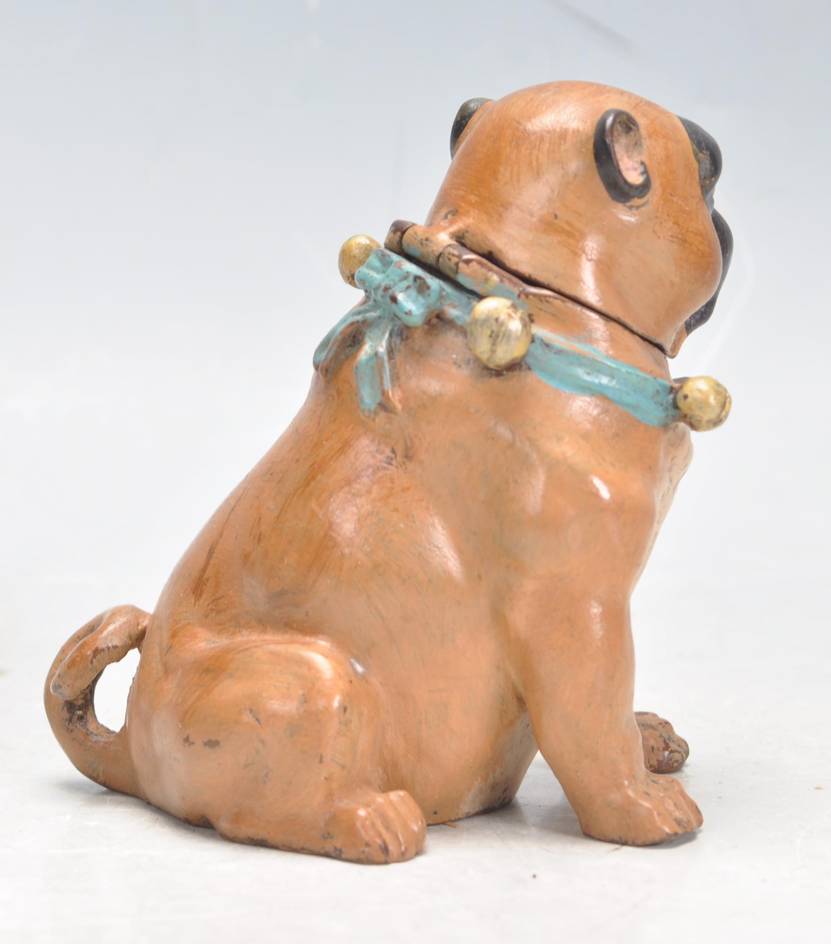 ANTIQUE AUSTRIAN STYLE INKWELL IN THE FORM OF A PUG DOG. - Image 3 of 7