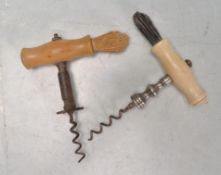 TWO 19TH CENTURY VICTORIAN CORKSCREW