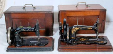 TWO ANTIQUE VICTORIAN AND LATER SEWING MACHINES