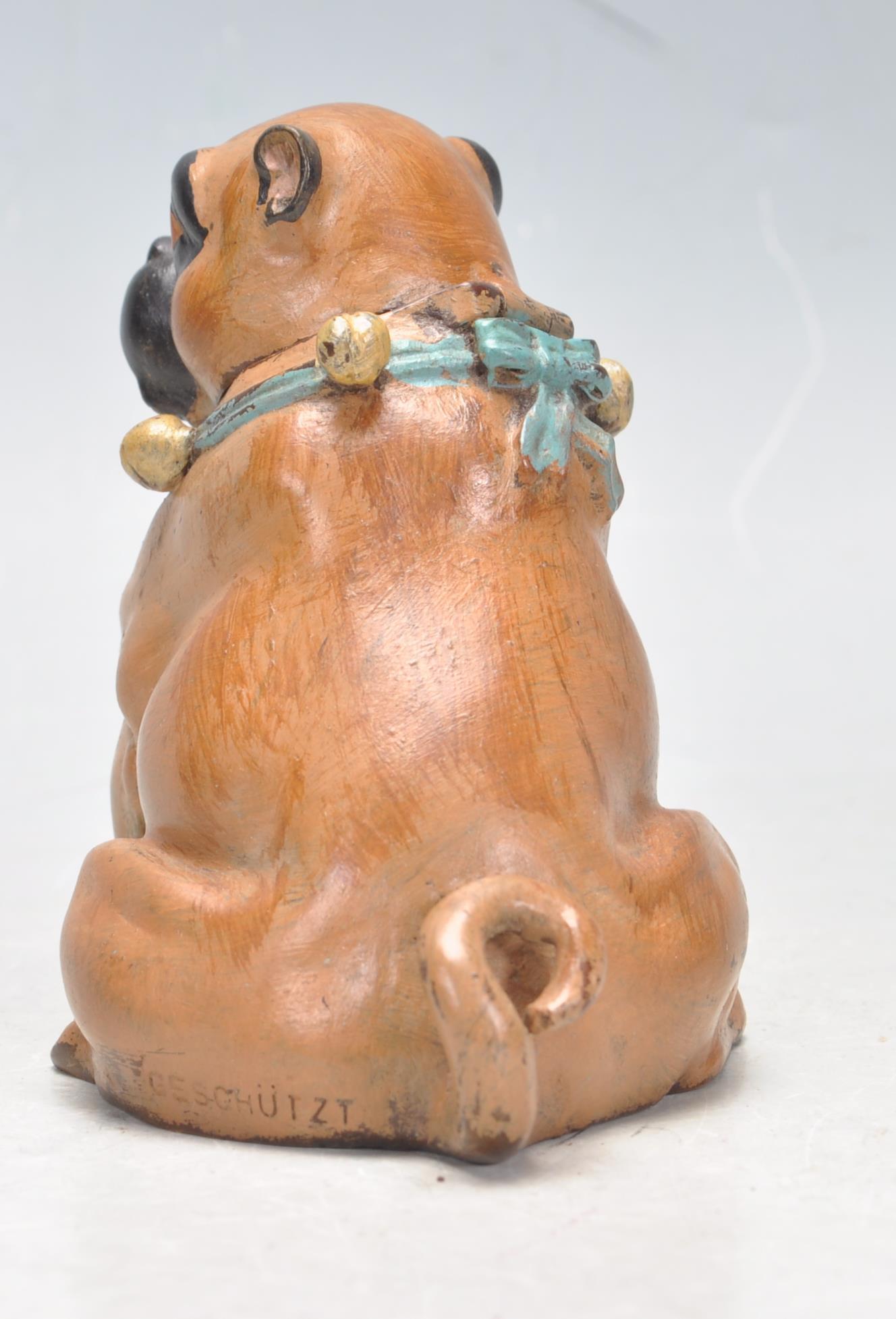 ANTIQUE AUSTRIAN STYLE INKWELL IN THE FORM OF A PUG DOG. - Image 4 of 7