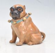 ANTIQUE AUSTRIAN STYLE INKWELL IN THE FORM OF A PUG DOG.