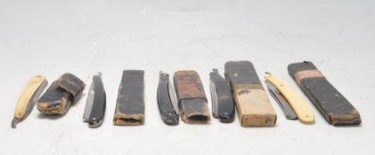 GROUP OF FIVE 20TH CENTURY CUT THROAT RAZORS