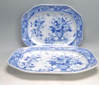 PAIR OF EARLY 20TH CENTURY DELFT MEAT PLATTERS