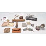 COLLECTION OF MISCELLANEOUS CURIOS TO INCLUDE A MEDAL, INKWELL AND A MONOCULAR.