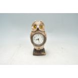 ANTIQUE AUSTRIAN STYLE COLD PAINTED BRONZE OWL CLOCK.