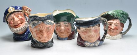 FIVE ROYAL DOUTON TOBY JUGS / CHARACTER JUGS