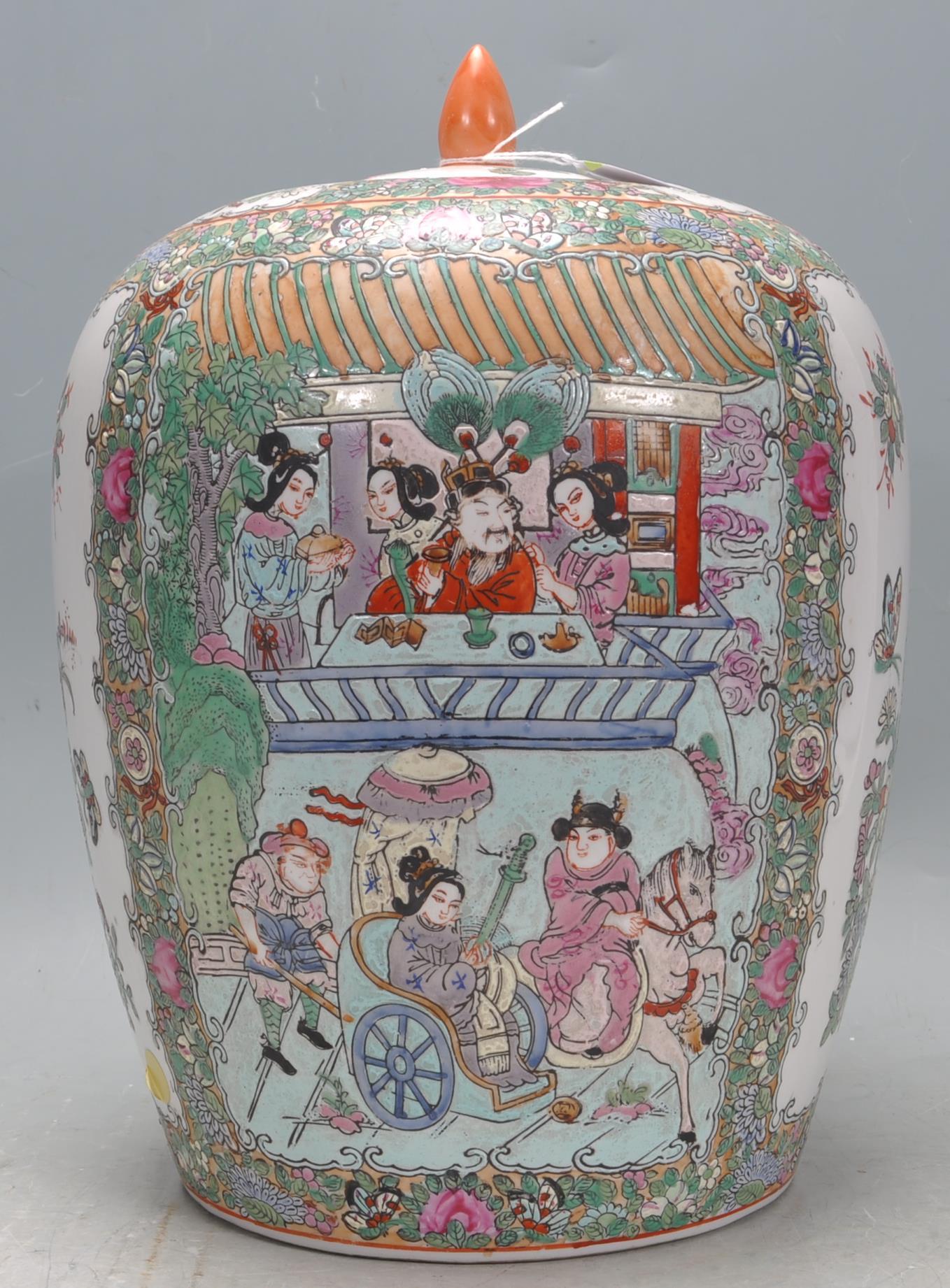 19TH CENTURY ANTIQUE CHINESE ORIENTAL FAMILLE ROSE GINGER JAR