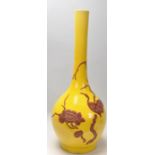 AESTHETIC PERIOD YELLOW VASE WITH RED CRANES AND CHRYSANTHEMUM DECORATION