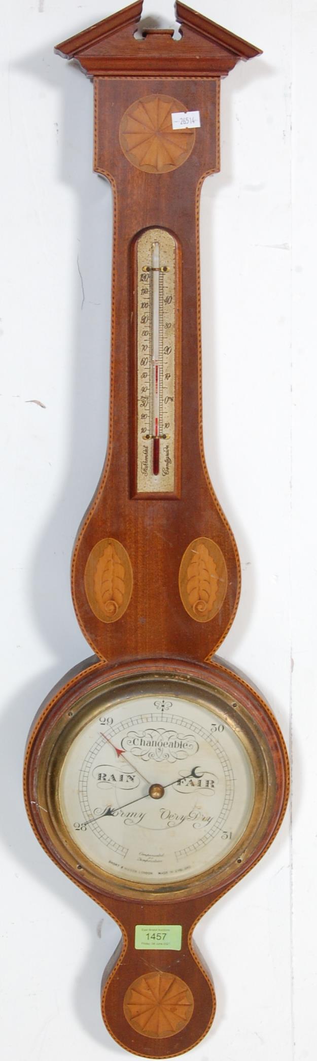 20TH CENTURY MAHOGANY BANJO BAROMETER