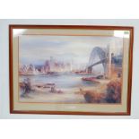 LARGE LITHOGRAPH PRINT DEPICTING SYDNEY BRIDGE