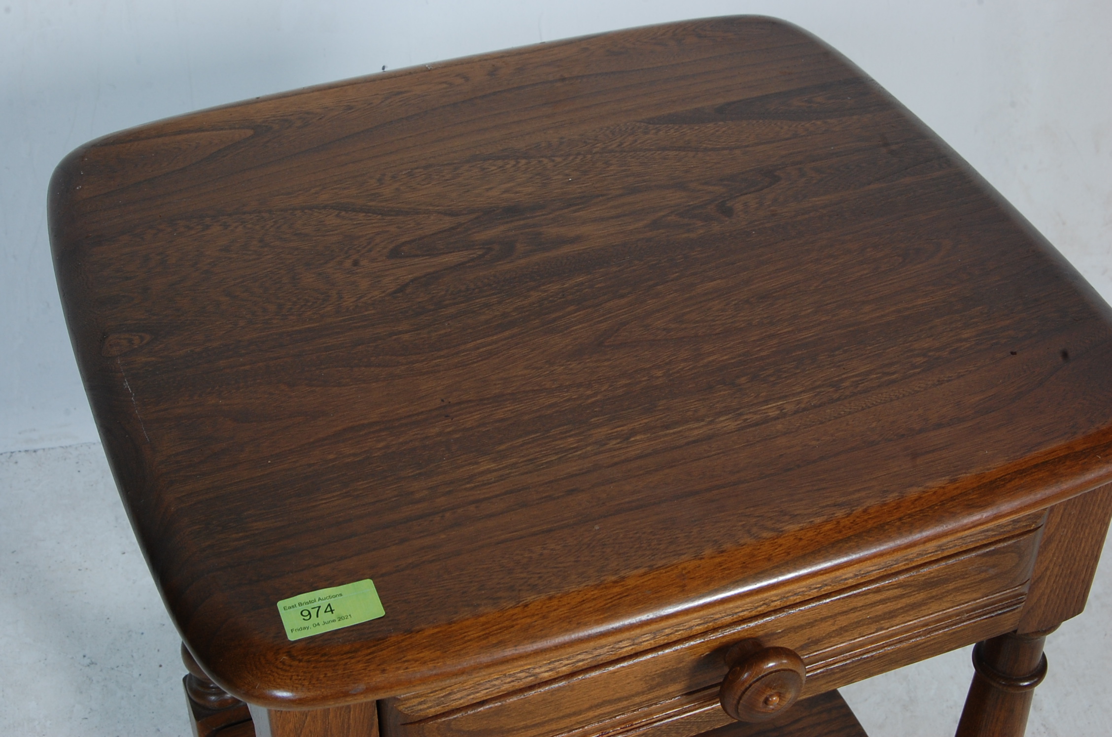 VINTAGE RETRO BEACH AND ELM ERCOL BEDSIDE TABLE - Image 3 of 5