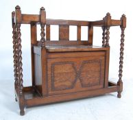 1930'S OAK BARLEY TWIST HALL BENCH / SETTLE