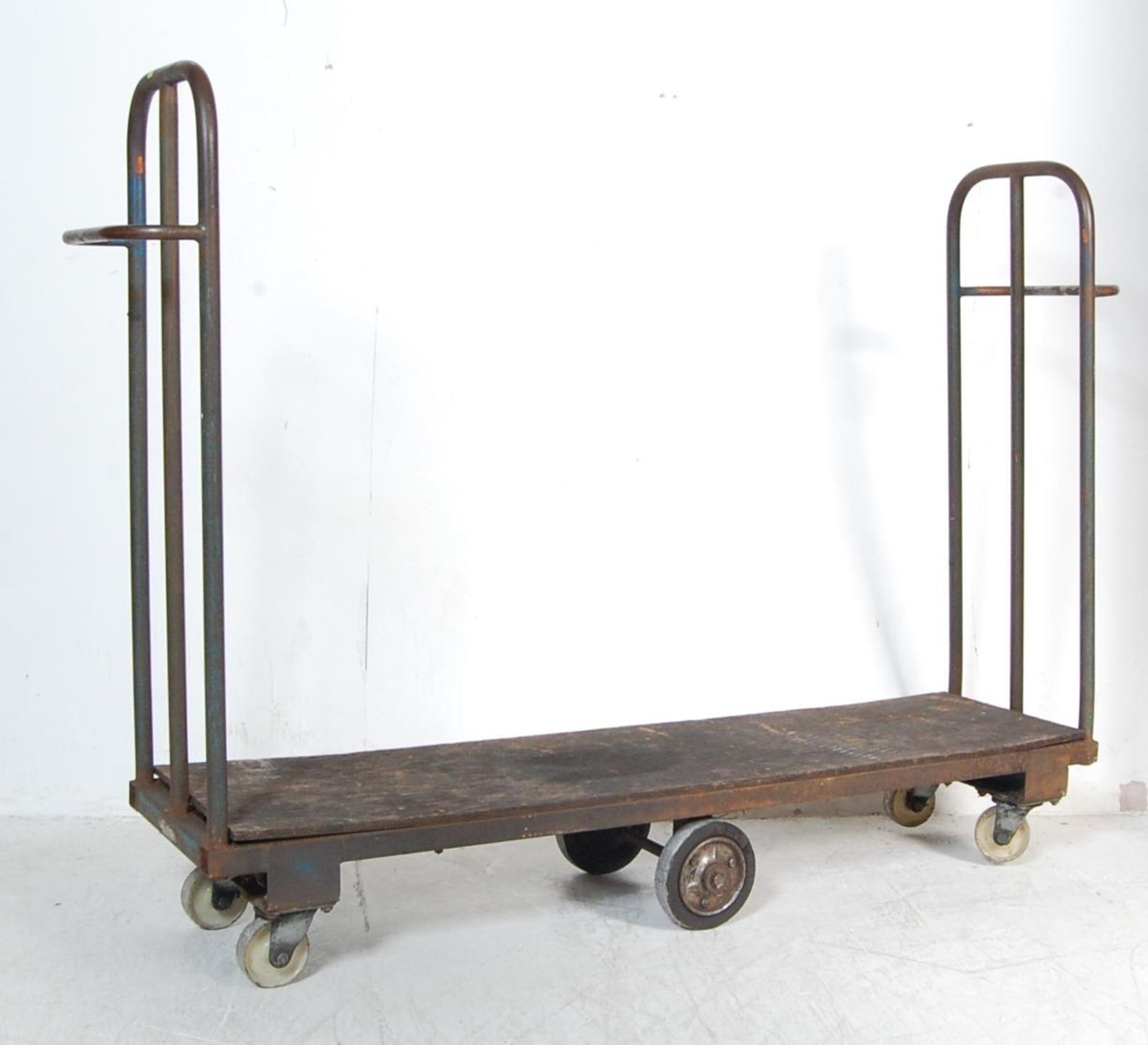 20TH CENTURY VINTAGE FACTORY INDUSTRIAL METAL TROLLEY