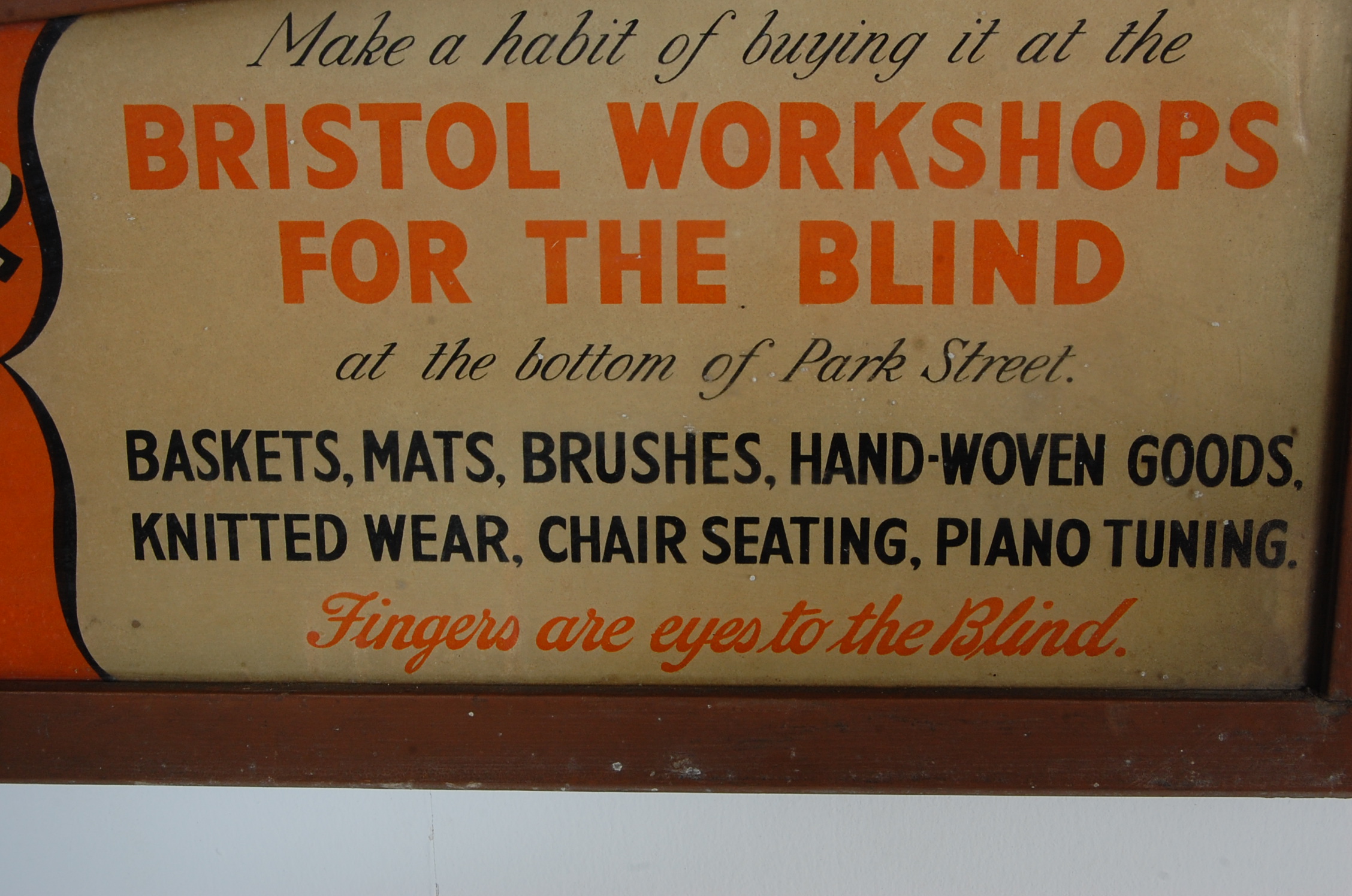 VINTAGE RETRO 20TH CENTURY GLASS ADVERTISING SIGN FOR BRISTOL WORKSHOP FOR THE BLIND - Image 6 of 7