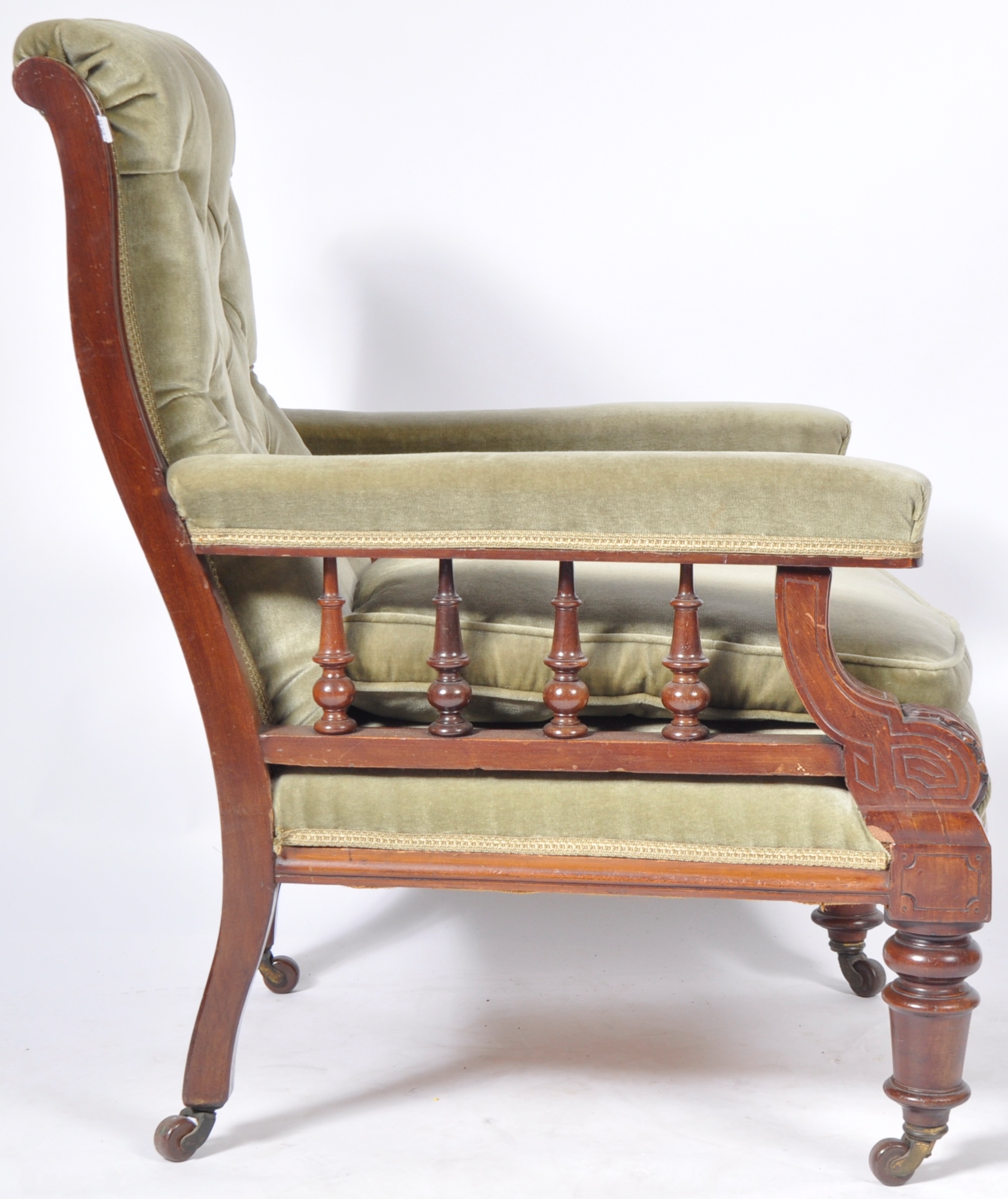 ANTIQUE 19TH CENTURY VICTORIAN MAHOGANY LIBRARY ARMCHAIR - Image 8 of 10