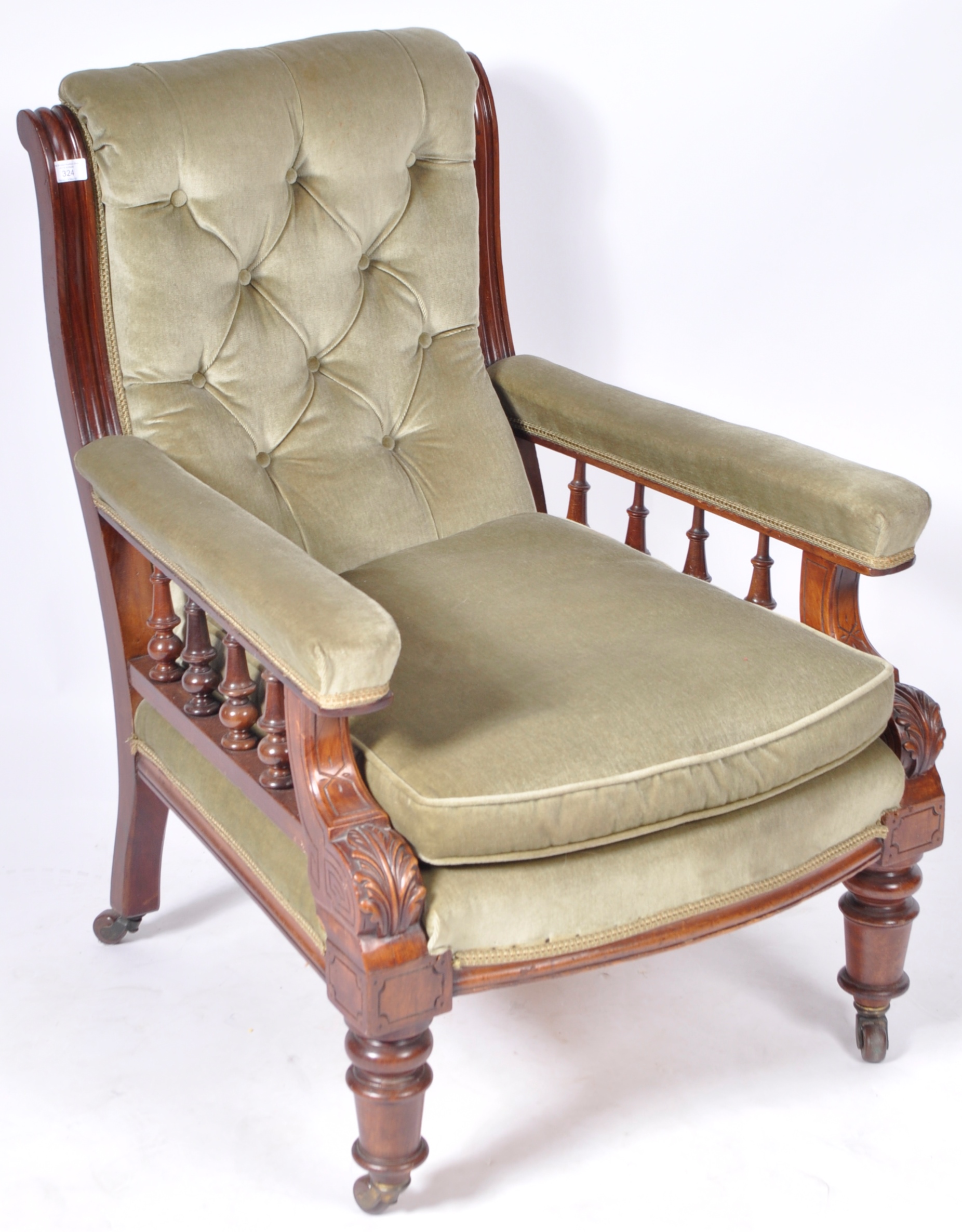 ANTIQUE 19TH CENTURY VICTORIAN MAHOGANY LIBRARY ARMCHAIR - Image 2 of 10