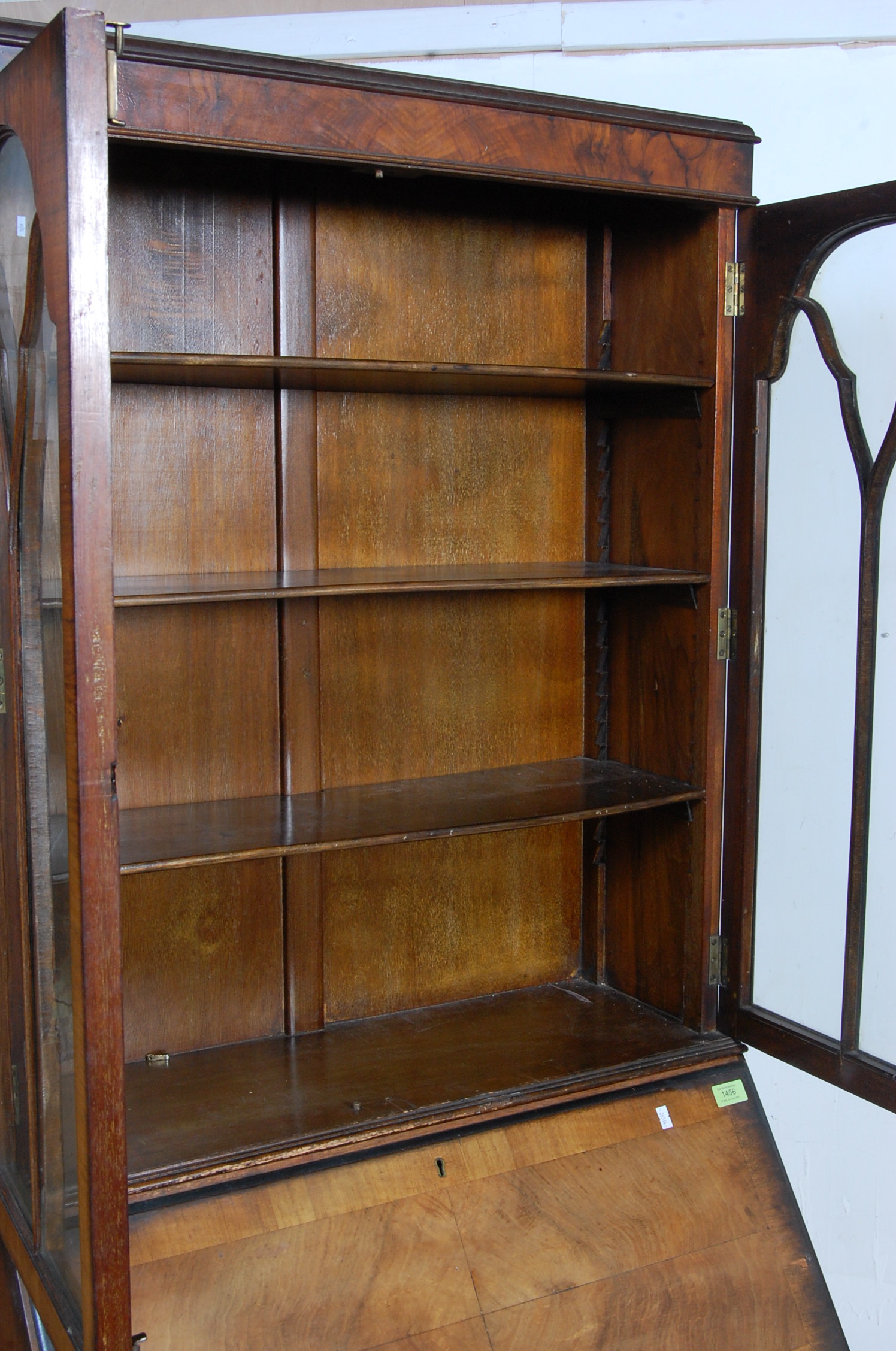 1930’S WALNUT BUREAU BOOKCASE - Image 4 of 7