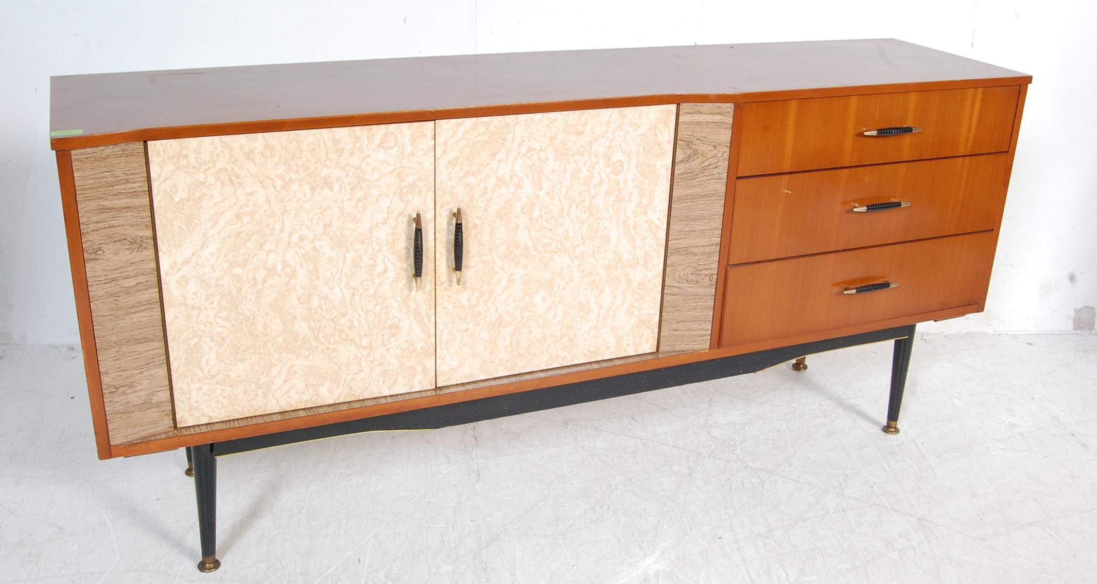 RETRO VINTAGE MID 20TH CENTURY 1950S FORMICA AND TEAK SIDEBOARD - Image 2 of 7