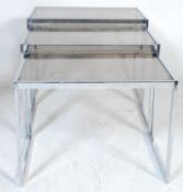 RETRO VINTAGE LATE 20TH CENTURY CHROME NEST OF TABLES