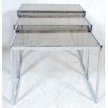 RETRO VINTAGE LATE 20TH CENTURY CHROME NEST OF TABLES