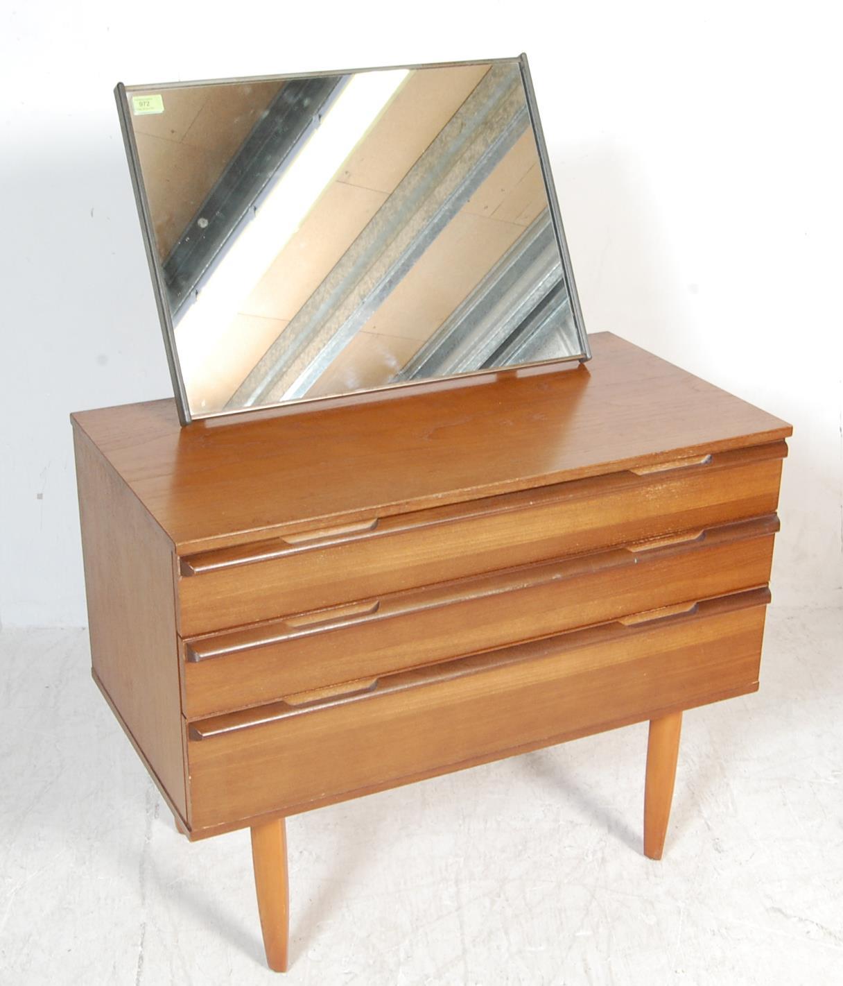 VINTAGE 20TH CENTURY TEAK WOOD DRESSING TABLE CHEST BY AVALON - Image 2 of 6
