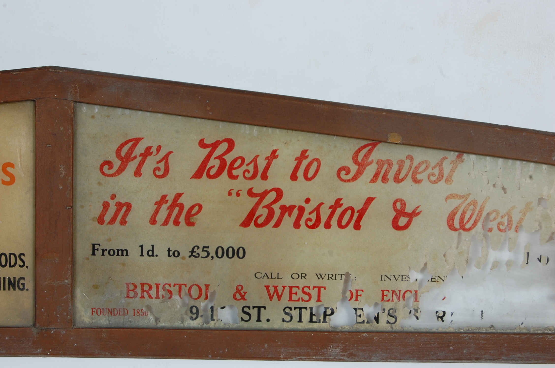 VINTAGE RETRO 20TH CENTURY GLASS ADVERTISING SIGN FOR BRISTOL WORKSHOP FOR THE BLIND - Image 4 of 7