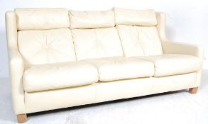 20TH CENTURY DANISH INSPIRED CREAM LEATHER SOFFA SETTEE