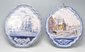 TWO 20TH CENTURY DELFT WALL PLAQUES