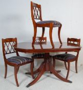 REGENCY STYLE FLAME MAHOGANY DINING TABLE AND CHAIRS