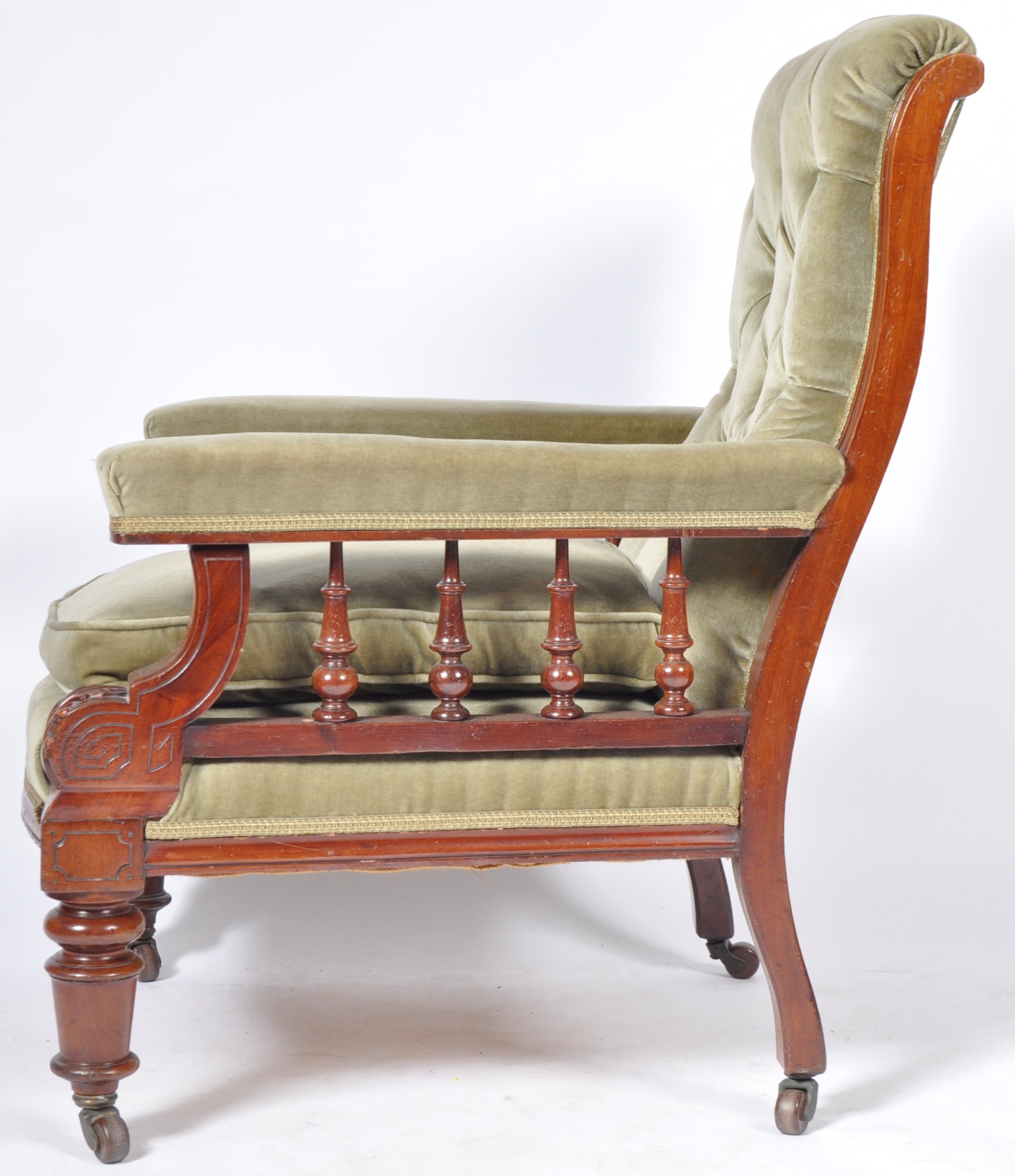 ANTIQUE 19TH CENTURY VICTORIAN MAHOGANY LIBRARY ARMCHAIR - Image 10 of 10