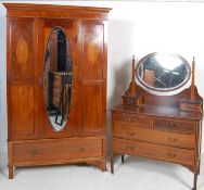 EARLY 20TH CENTURY EDWARDIAN MAHOGANY INLAID BEDROOM SUITE