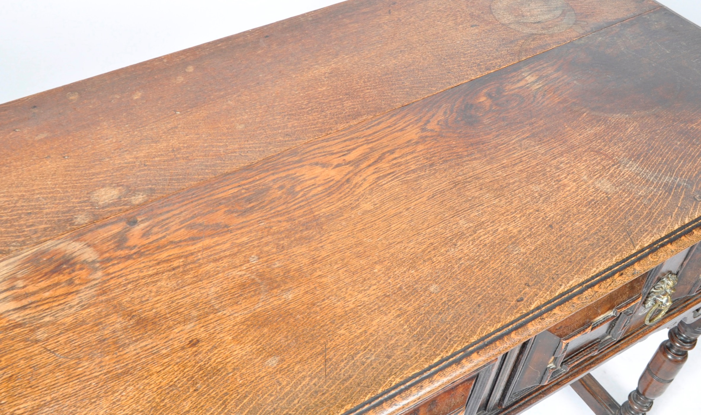 19TH CENTURY JACOBEAN REVIVAL OAK TWO DRAWER DRESSER BASE - Image 3 of 6