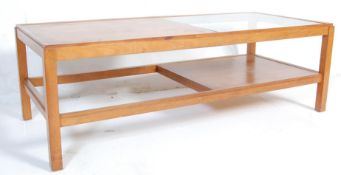 20TH CENTURY DANISH INSPIRED TEAK WOOD AND GLASS COFFEE TABLE