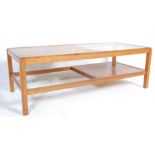 20TH CENTURY DANISH INSPIRED TEAK WOOD AND GLASS COFFEE TABLE