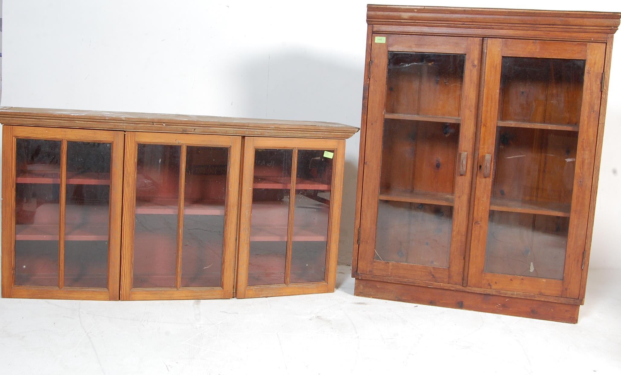 TWO PINE WALL MOUNTING DISPLAY CABINETS